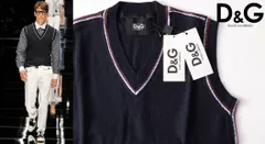 正規品★D&G ディーアンドジー★カシミヤVネックベスト S【RK0835】ネイビー紺【本物保証】ドルガバ★希少★新品未使用のサムネイル