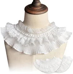 ideamall レース フリル リボン 91cm 2本セット 幅広 手芸 ギャザー ハンドメイド (ホワイト)