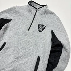 NFL ラスベガス レイダース ハーフジップ スウェット キルティング L グレー 刺繍ロゴ チームロゴ アメフト ストリート Raiders 古着 メンズ レディース オーバーサイズ 異素材切り替え【3117ST】