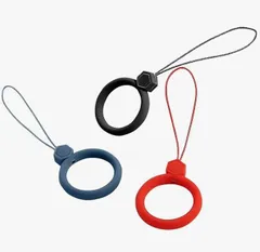 【３個セット】フィンガーストラップ スマホ ストラップ 3本入り リングストラップ 携帯 落下防止 ブラック レッド サファイアブルー
