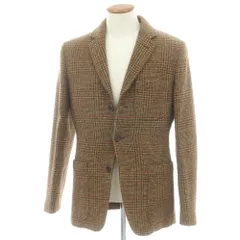 【新品】アスペジ ASPESI ツイードウール チェック テーラードジャケット ブラウンxダークブラウン×レッド【サイズM】【メンズ】