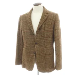 【新品】アスペジ ASPESI ツイードウール チェック テーラードジャケット ブラウンxダークブラウン×レッド【サイズL】【メンズ】