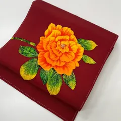 名古屋帯 塩瀬 上品な花柄の染め 九寸 正絹 着物 MA-3669