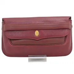 カルティエ マストライン クラッチバッグ レザー ボルドー Bランク ca2211gg