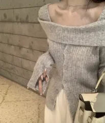 ショルダーオフ ゴージ スリム 長袖ニット