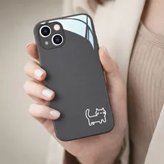 iPhone16pro スマホケース シンプル ブラック 落下防止 猫 ネコ かわいい