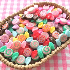 【589】100個 デコパーツ ミニチュア キャンディミックス まとめ売り
