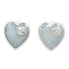 GUCCI グッチ インターロッキングG ハート ピアス シルバー925/エナメル ブルー【いおき質店】