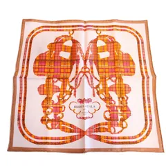 HERMES エルメス カレ 45 スカーフ ガヴロッシュ BRIDE DE GALA タータン シルク100％ ピンク系【いおき質店】