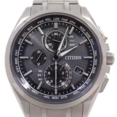 シチズン アテッサ エコドライブ電波 ダイレクトフライト メンズ 腕時計 チタン グレー文字盤 AT8040-57E【いおき質店】