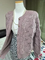 ハイクオリティ LINE まとめ売り ウール モチーフ 刺繍 デザインテープ ルーズフィット ニット ジャケット