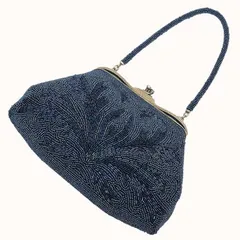 京やO260 和装バッグ 和洋兼用 ビーズバッグ ビーズ刺繍 高級着物バッグ アンティーク ビンテージ ハンドバッグ 総刺繍のビーズ細工 フォーマル〜カジュアル  結婚式 成人式 着物用バッグ 正装用 礼装用 留袖 色留袖 振袖 訪問着 附下 色無地 小紋 紬