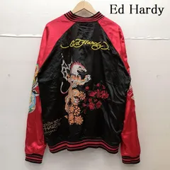 エドハーディー スカル 鷹 刺繍 サテン ボンバー ジャケット スカジャン メンズ XXL ISItems【USED】【古着】【中古】50151964のサムネイル