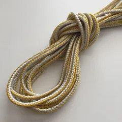 O10L/4705☆580cm お買い合わせ/高級組紐/細紐/イエロー×ホワイト/生地のM