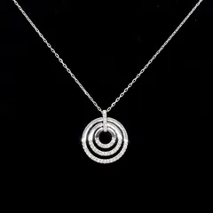 美品★ SWAROVSKI スワロフスキー ネックレス サークル 3連 パヴェ ペンダント シルバー