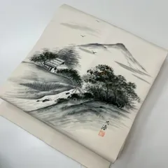 名古屋帯 塩瀬 作家物 上品な染め 九寸 正絹 着物 MA-3674