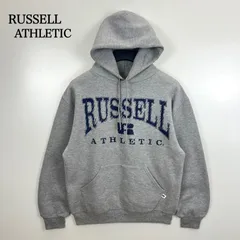 RUSSELL ATHLETIC 90s USA logo sweat hoodie M ラッセルアスレチック アメリカ製 グレー ロゴ スウェットパーカー ヴィンテージ 古着 肉厚 短丈