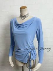 Mサイズ　新品　社交ダンス　トップス　水色　レッスン　長め　2226　ラテン　ワルツ　タンゴ