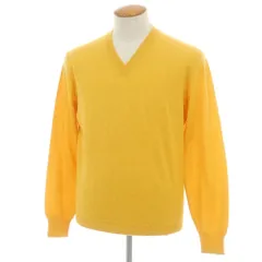 【新品】ブルネロクチネリ Brunello Cucinelli カシミヤ Vネックニット オレンジイエロー【サイズ48】【メンズ】