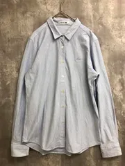 LACOSTE ラコステ ストライプ ワンポイント 刺繍 シャツ size38/水色系 ■■ レディース