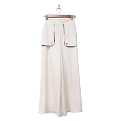 ブルーレーベルクレストブリッジ パンツ サイズ36 S レディース - アイボリー×ベージュ×マルチ フルレングス/ワイドパンツ