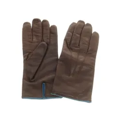 【中古】パルテノペア グァンティ PARTENOPEA GUANTI レザー ウールライニング 手袋 グローブ ダークブラウンxブルー系【サイズ8】【メンズ】