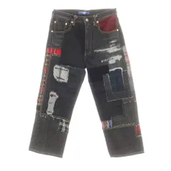 【中古】【未使用】ジュンヤワタナベ マン JUNYA WATANABE MAN 2025年春夏 ダメージ＆リペア加工 パッチワーク デニムパンツ ジーンズ ブラック【サイズXS】【メンズ】
