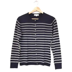 JOHN SMEDLEY(ジョンスメドレー) カーディガン サイズM レディース美品  - ダークネイビー×ライトブルー×マルチ 長袖/ボーダー