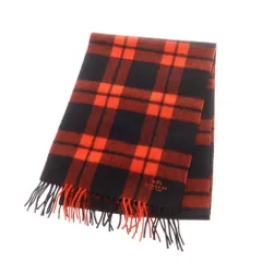 【中古】コーチ COACH ウールカシミヤ チェック マフラー オレンジxブラック【メンズ】