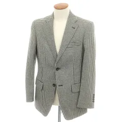 【中古】ミツミネ Mitsumine ウールカシミヤ チェック 2B テーラードジャケット ブラックxホワイト【サイズ92A5】【メンズ】