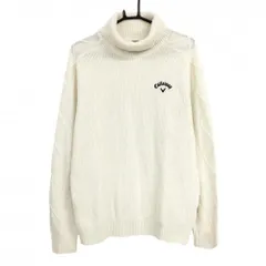 【超美品】キャロウェイ タートルネックセーター 白 ロゴ刺しゅう黒 ウール混 ニット  メンズ 3L ゴルフウェア 大きいサイズ Callaway