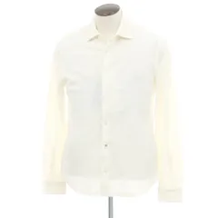 【新品】ヤコブコーエン JACOB COHEN コットンウールカシミヤ セミワイドカラー カジュアルシャツ オフホワイト【サイズL】【メンズ】