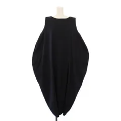 ミズイロインド mizuiro ind ワンピース ミモレ ロング ノースリーブ クルーネック 無地 ストレッチ F 紺 ネイビー /BB