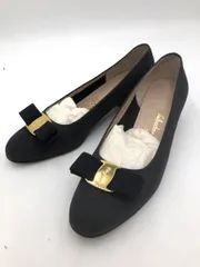 Salvatore Ferragamo サルヴァトーレフェラガモ ヴァラ イタリア製 リボン パンプス size6/濃紺 ■■◎レディース