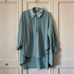 / アクシーズファム axes femme レース 襟 ブラウス シャツ トップス ワンピース ミントグリーン F フリーサイズ 長袖