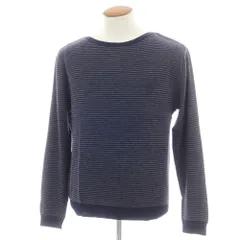 【中古】ルトロワ Letroyes ハイゲージ ウール ボーダー ボートネック プルオーバーニット ネイビーxグレー【サイズL】【メンズ】