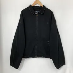POLO RalphLauren ポロ ラルフローレン スイングトップ ジャケット ブルゾン 古着 コットン 無地 アメカジ メンズ XXLサイズ ブラック アウター A15741◆