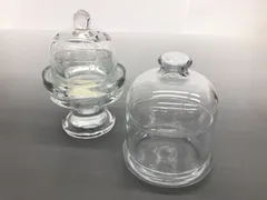 ガラス製 ドーム型 蓋付 キャンドルホルダー キャンドルスタンド 2点おまとめ インテリア 雑貨 小物