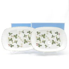 未使用 WEDGWOOD ウェッジウッド ワイルドストロベリー 中皿 2枚 ペア 21cmプレート ピンク グリーン SN480B3 
