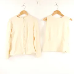 美品 Harrods ハロッズ アンサンブル 綿他 長袖カーディガン ノースリーブトップス アイボリー系 レディース AO3461A33 
