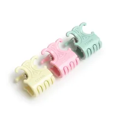 セリーヌ 46Z666BVS トリオンフ カラード 3点セット スチール バーニッシュブラス ミント バニラ ピンク ミニ クリップ 髪留め ヘアアクセサリー シルバー金具 箱付 CELINE（新品・未使用品）