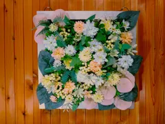 フェイクグリーン　グリーンパネル　置き型・壁掛け2wayインテリア　木製ボックス 03　30cm