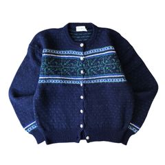 未使用級 INVERALLAN 3A ケーブルハンドニット カーディガン ブルー 