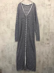 ZARA ザラ ロング ニット ボーダー Vネック ワンピース sizeM/紺系 ◇■ レディース