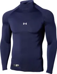 アンダーアーマー UNDER ARMOUR 野球&ソフトボール UA ヒートギアアーマー コンプレッション ロングスリーブ モック シャツ メンズ 長袖トップス 吸汗速乾 抗菌防臭 部活 クラブ 通気性  1358645 410 MIDNIGHTNAVY