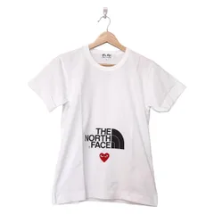 プレイコムデギャルソン 半袖Tシャツ サイズL レディース美品  - 白×黒×レッド クルーネック/ハート/THE NORTH FACEコラボ
