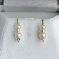 あこや本真珠 テリ抜群 K18ピアス 4-5mm ダイヤモンド