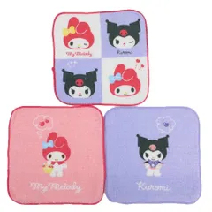 【メール便】マイメロディ＆クロミ ハンカチタオル プチタオル3枚組 シンプルタイムMMKU サンリオ 入園入学準備雑貨 キャラクター グッズ 