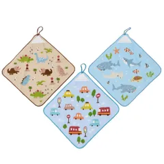 【メール便】ループタオル ループ付きタオル 3枚組 クラウデッド 入園入学準備雑貨 かわいい グッズ 