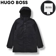 【美品】 ヒューゴ ボス HUGO BOSS 中綿 ミドル ウィンド ジャケット 裏地 フリース ウィンドブレーカー ジャンパー ロゴ プリント 14－S ブラック ラグジュアリー モード ストリート カジュアル キッズ レディース ♪